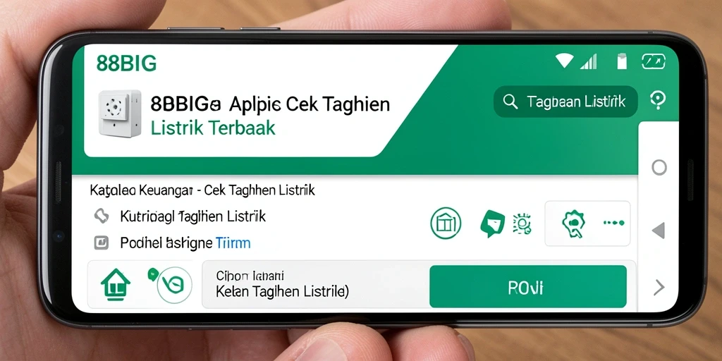 Screenshot aplikasi 88BIG menampilkan antarmuka cek tagihan listrik yang sederhana.
