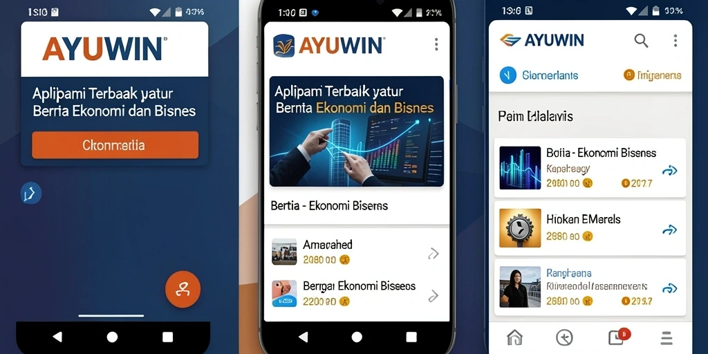 Antarmuka aplikasi AYUWIN yang mendukung informasi Ekonomi Bisnis.
