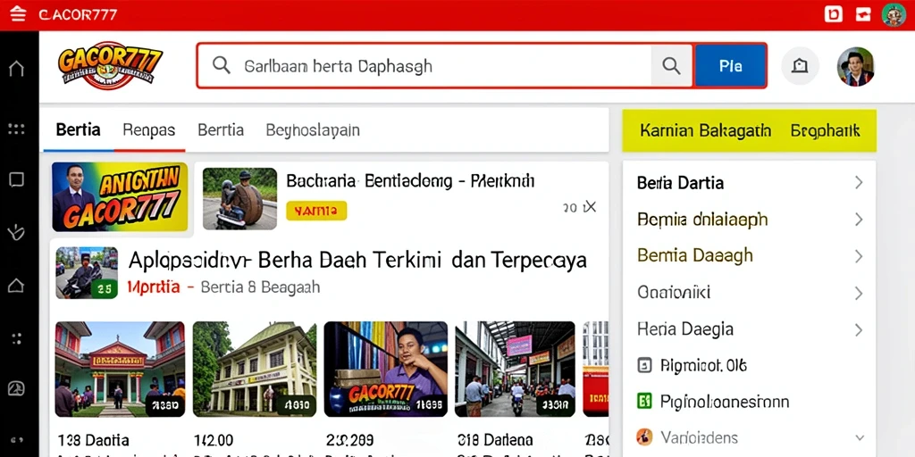 Tampilan utama aplikasi GACOR777 dengan berita daerah terbaru.