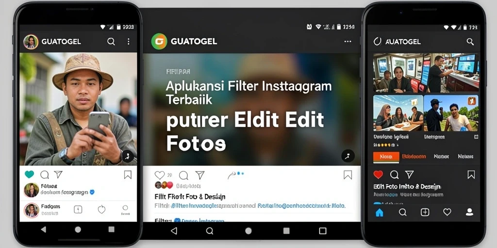 Antarmuka GUATOGEL dengan pilihan filter Instagram yang menarik.