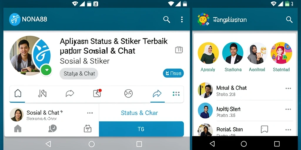 Tampilan antarmuka aplikasi NONA88 dengan berbagai pilihan stiker.