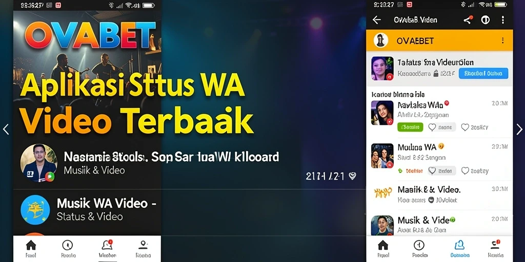 Antarmuka OVABET menampilkan berbagai pilihan video status menarik.