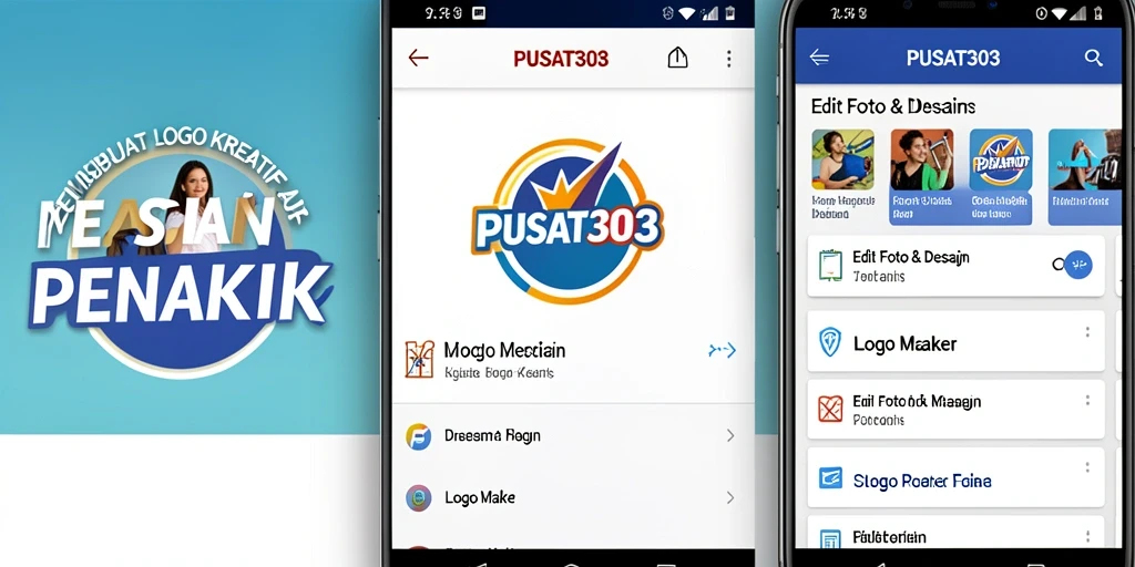 Antarmuka aplikasi PUSAT303 untuk membuat logo yang menarik.