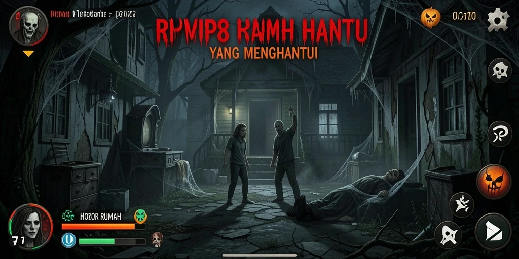 Tampilan antarmuka menegangkan dari game Horor Rumah RPVIP8.